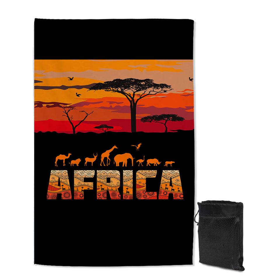 Africa Horizon and Animals Beach Towels