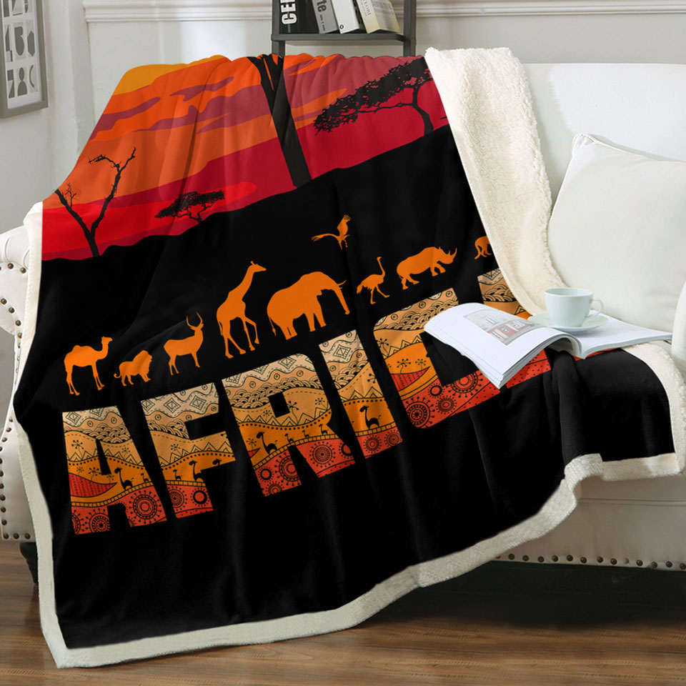 Africa Horizon and Animals Blankets
