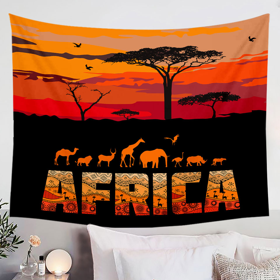 Africa Horizon and Animals Tapestry