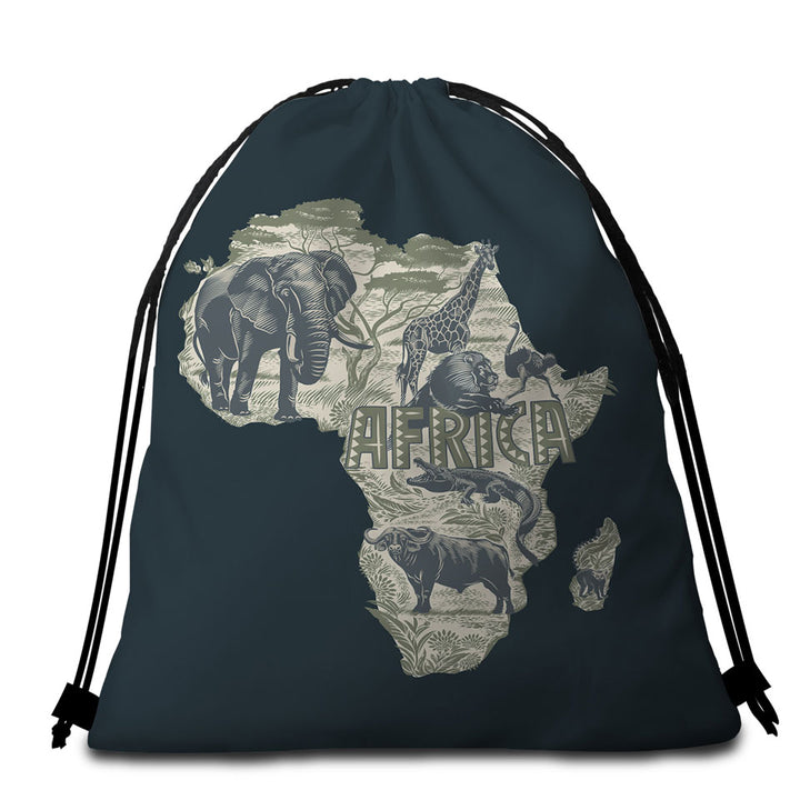 Africa Map and Animals Beach Towel Pack
