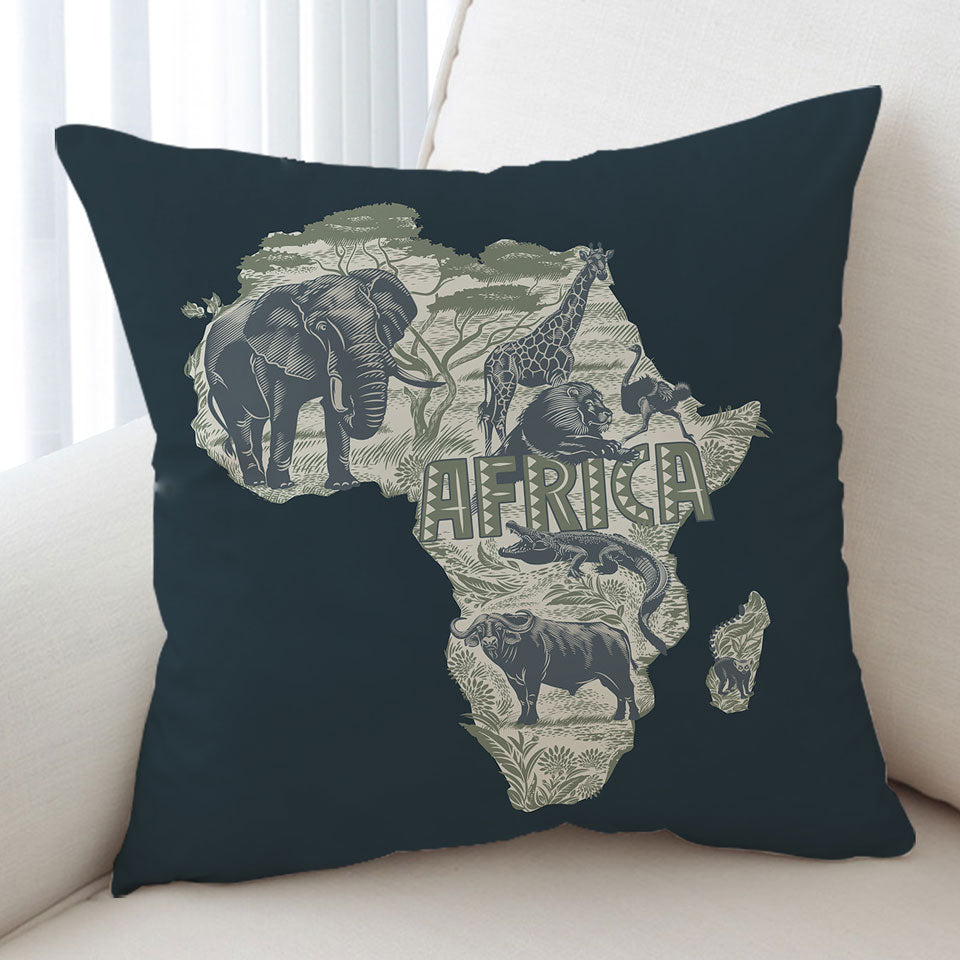 Africa Map and Animals Cushion Covers