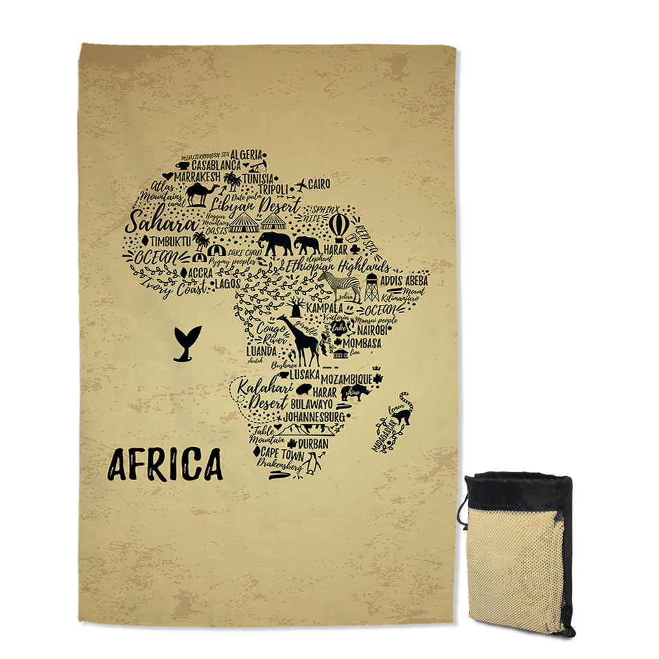 Africa Quick Dry Beach Towel Features The African Continent