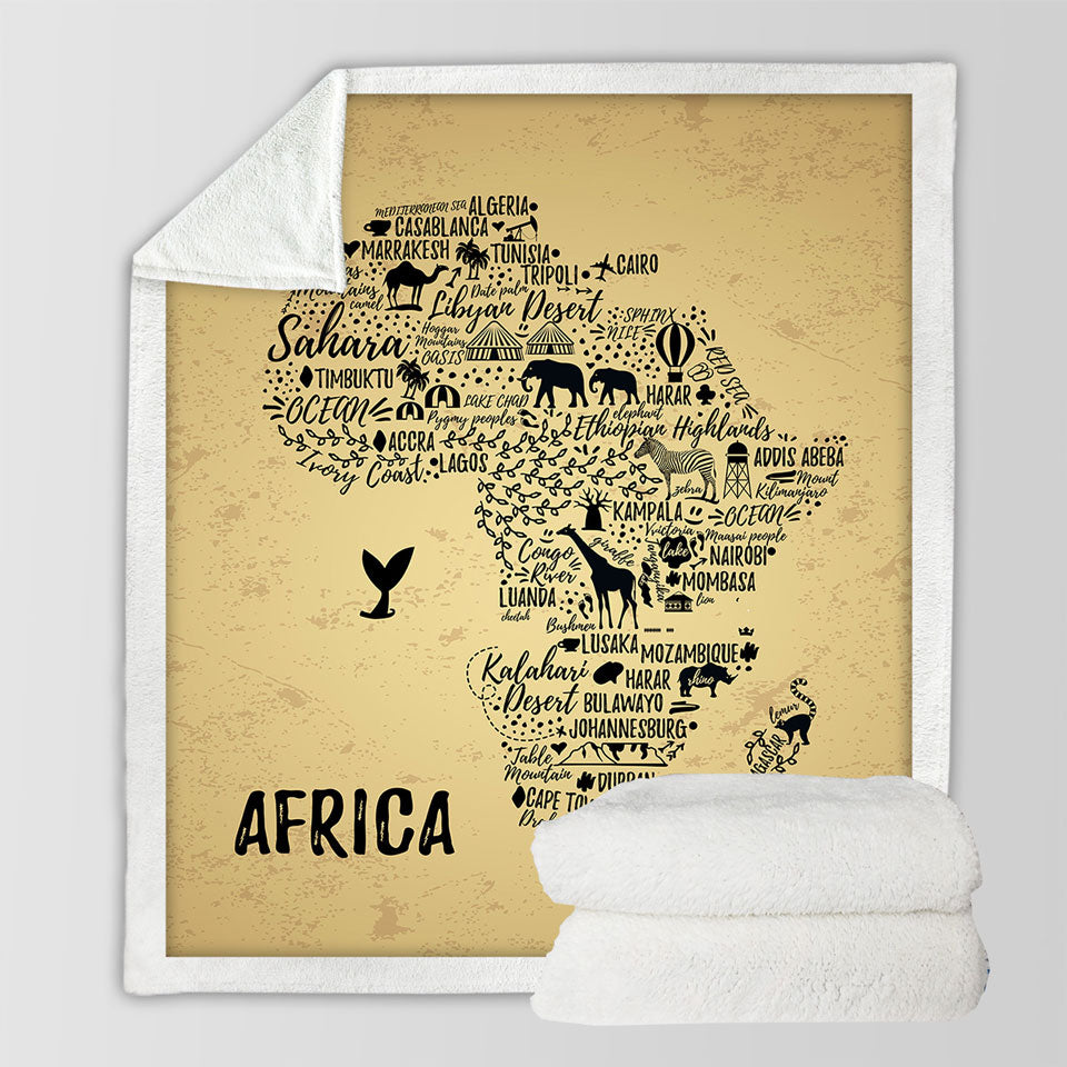 Africa Sherpa Blanket Features The African Continent