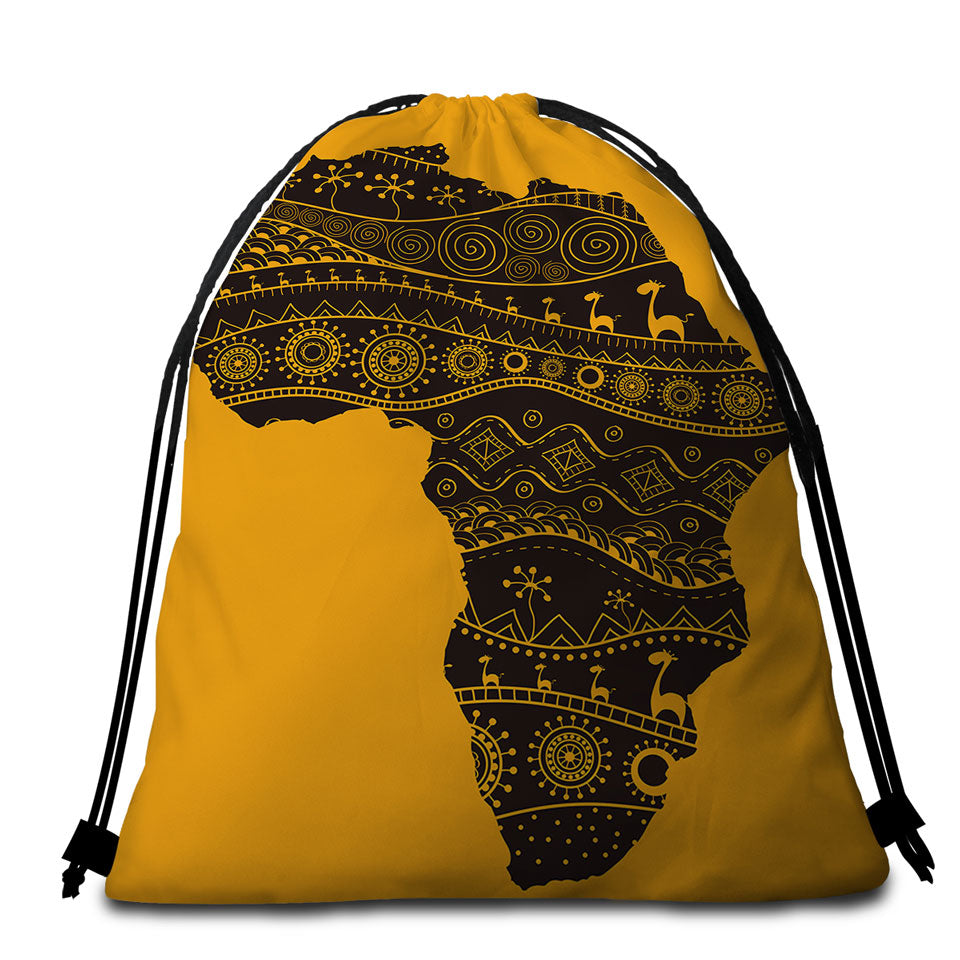 Africa Silhouette Beach Towel Bags