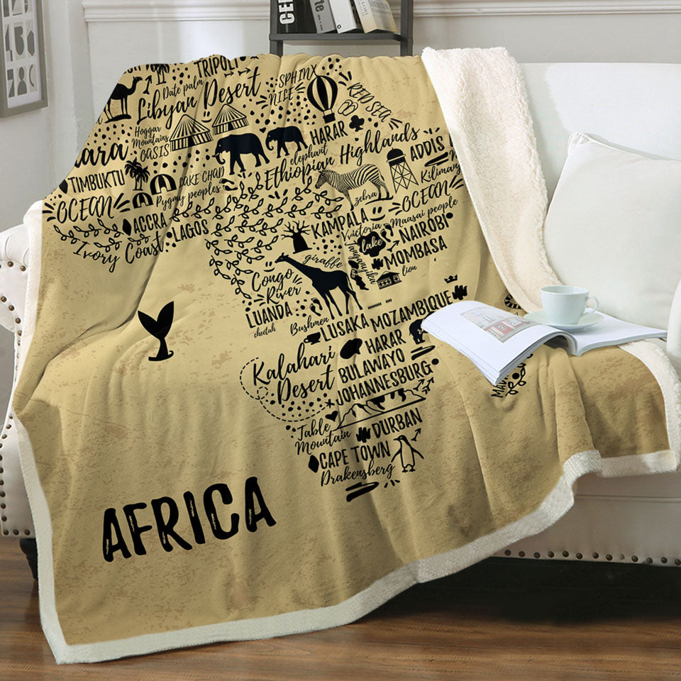 Africa Throw Blanket Features The African Continent