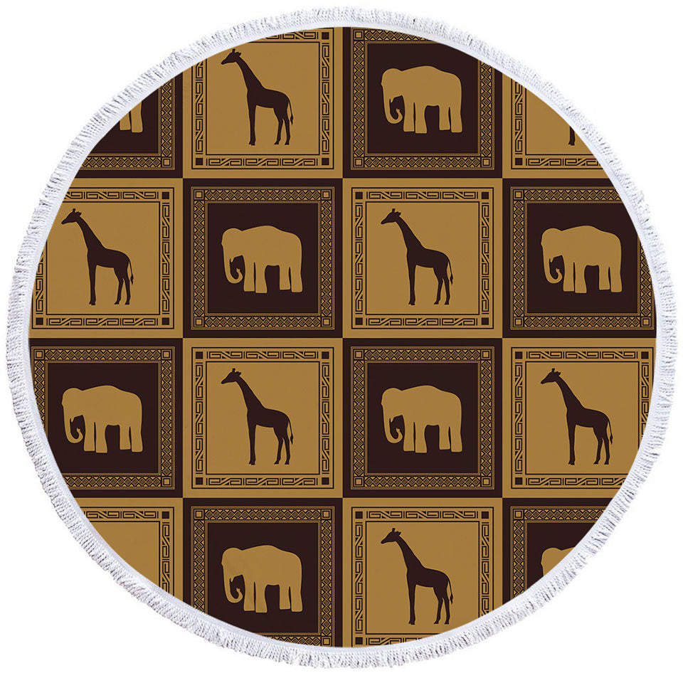African Beach Towels and Bags Set Elephants and Giraffes
