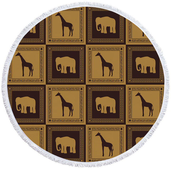 African Beach Towels and Bags Set Elephants and Giraffes