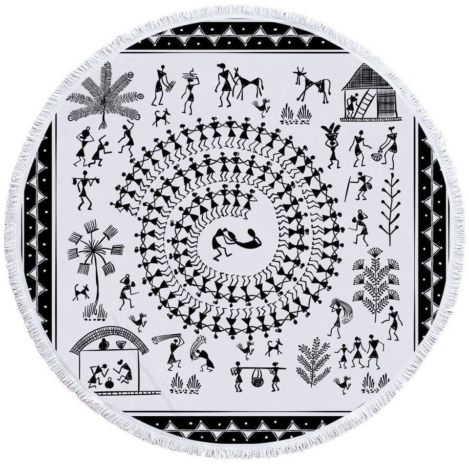 African Big Beach Towels Tribe Story White and Black