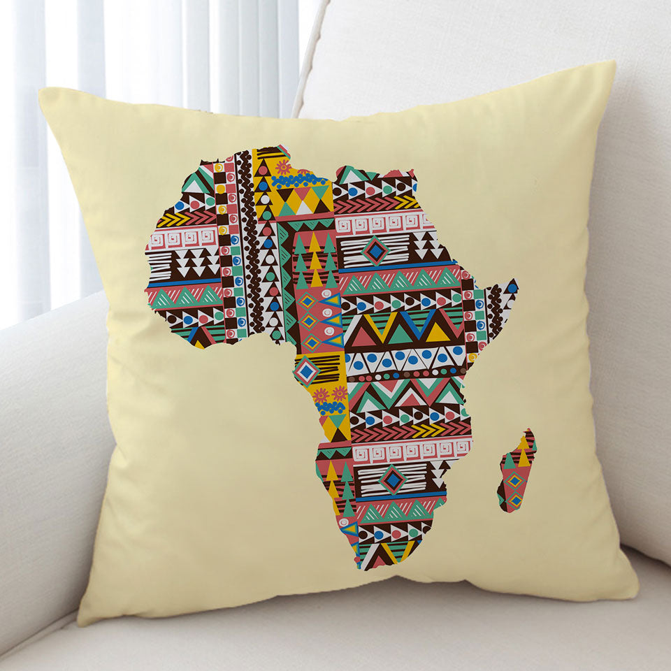 African Cushion Covers Multi Colored Patterns on Africa Map