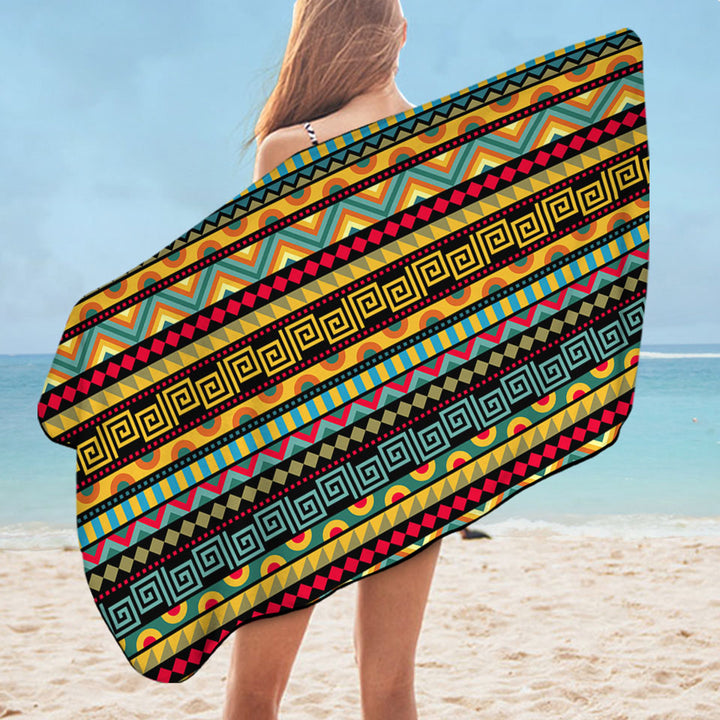 African Lightweight Beach Towel Striped Pattern