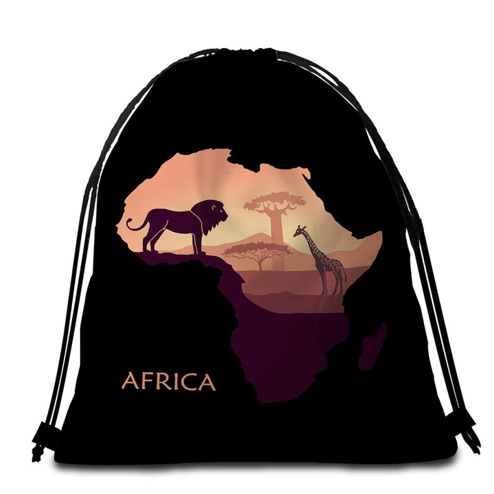 African Lion and Giraffe Beach Bags and Towels