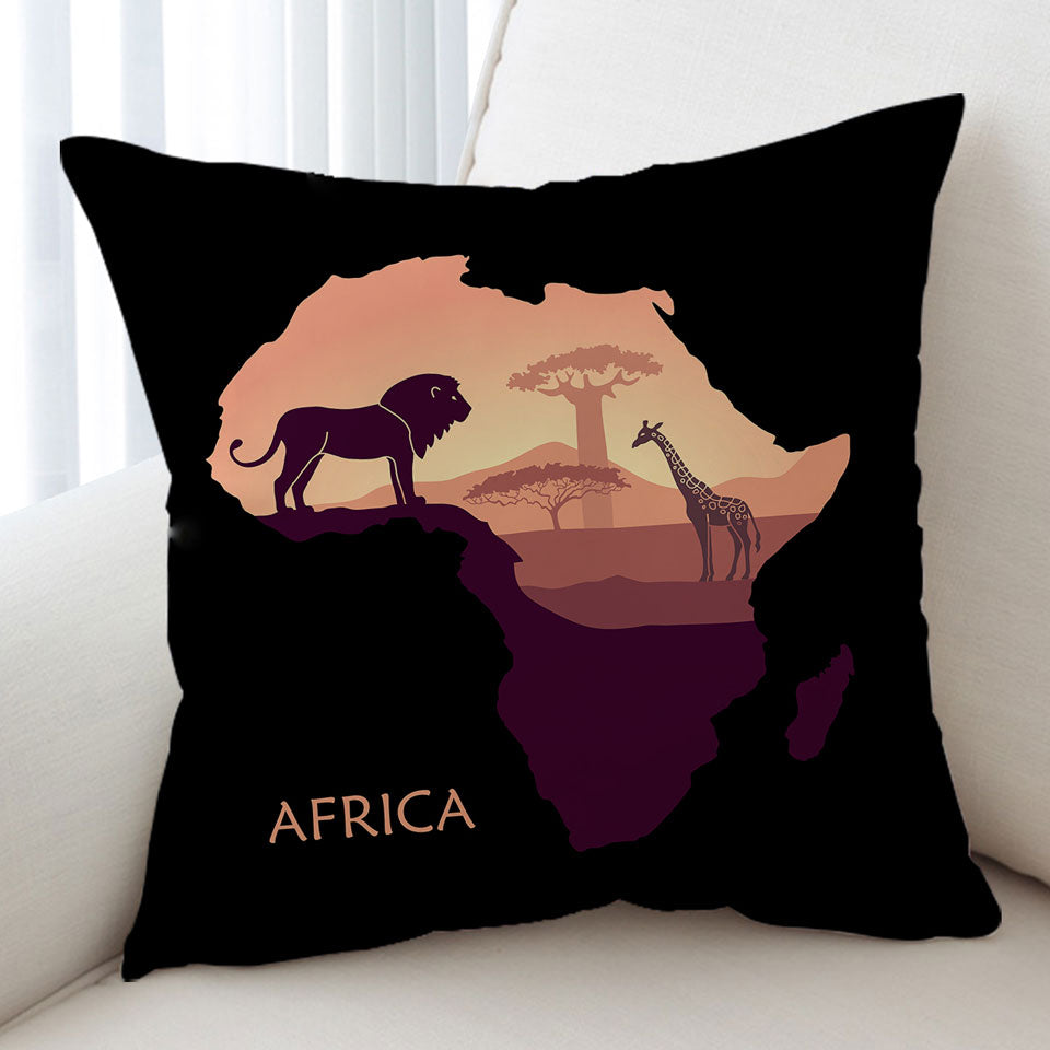 African Lion and Giraffe Cushion Cover