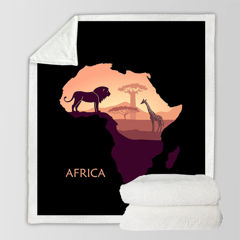African Lion and Giraffe Fleece Blankets