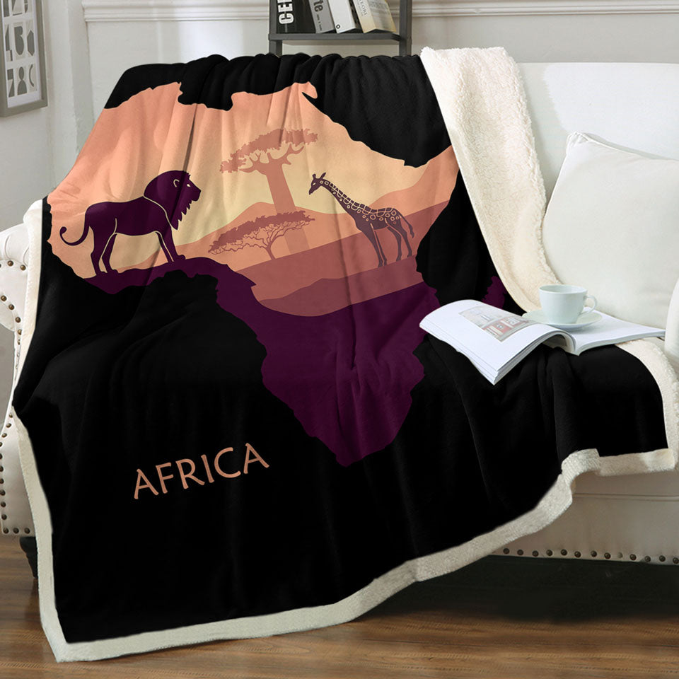 African Lion and Giraffe Throw Blanket