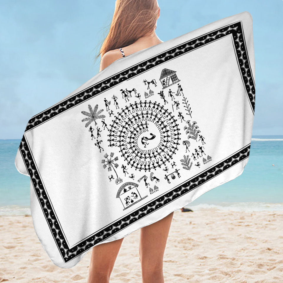 African Pool Towels Tribe Story White and Black
