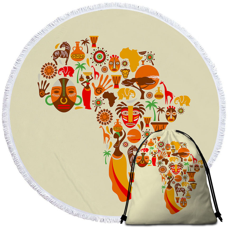 African Round Beach Towel Africa Characteristics