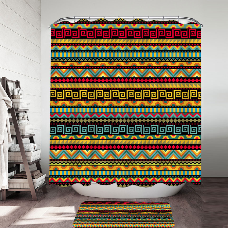 African Shower Curtain Striped Pattern