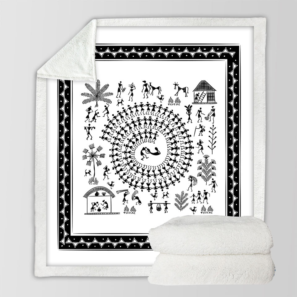 African Throws Tribe Story White and Black