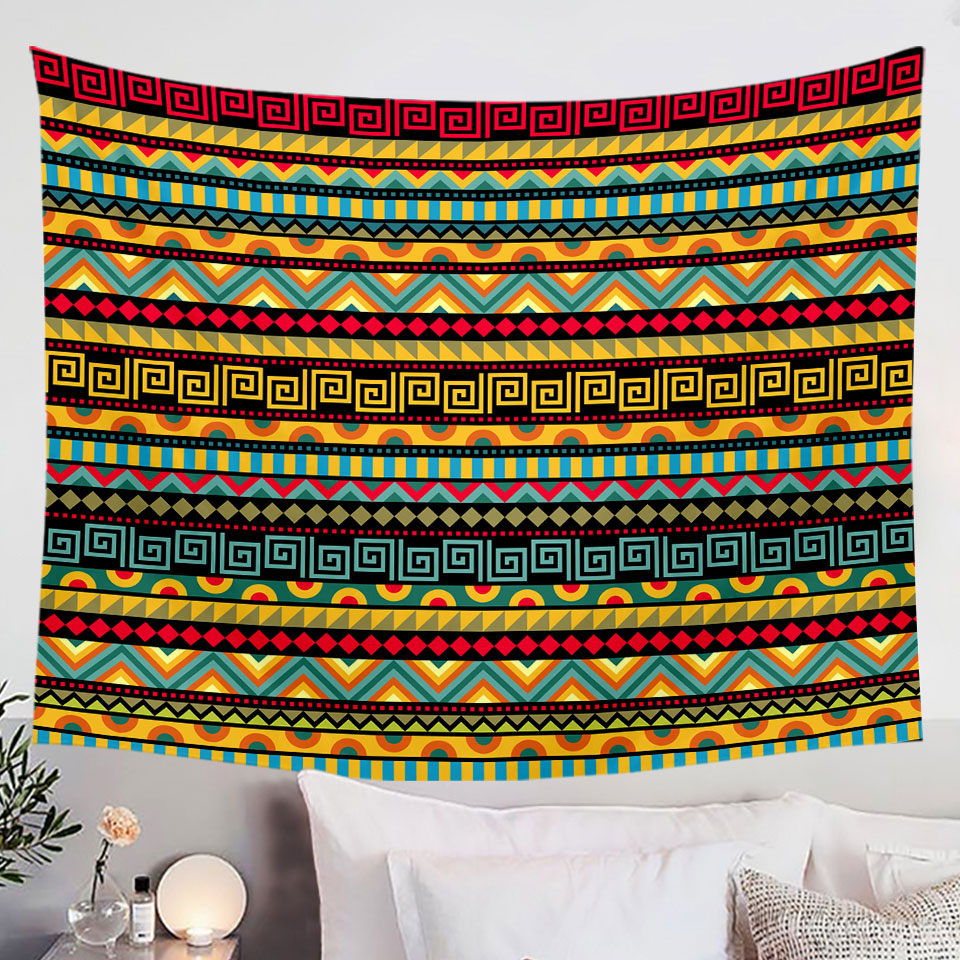 African Wall Decor Tapestry with Vibes Striped Pattern