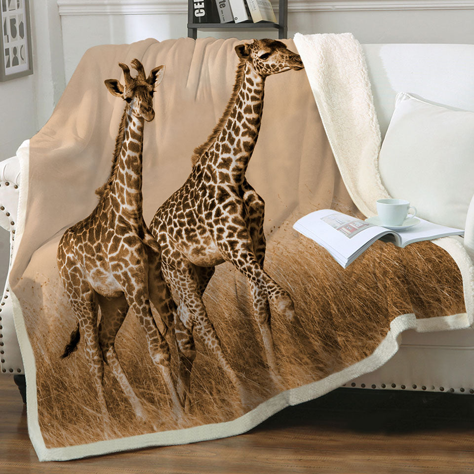 African Wildlife Wild Giraffes Throw Blanket