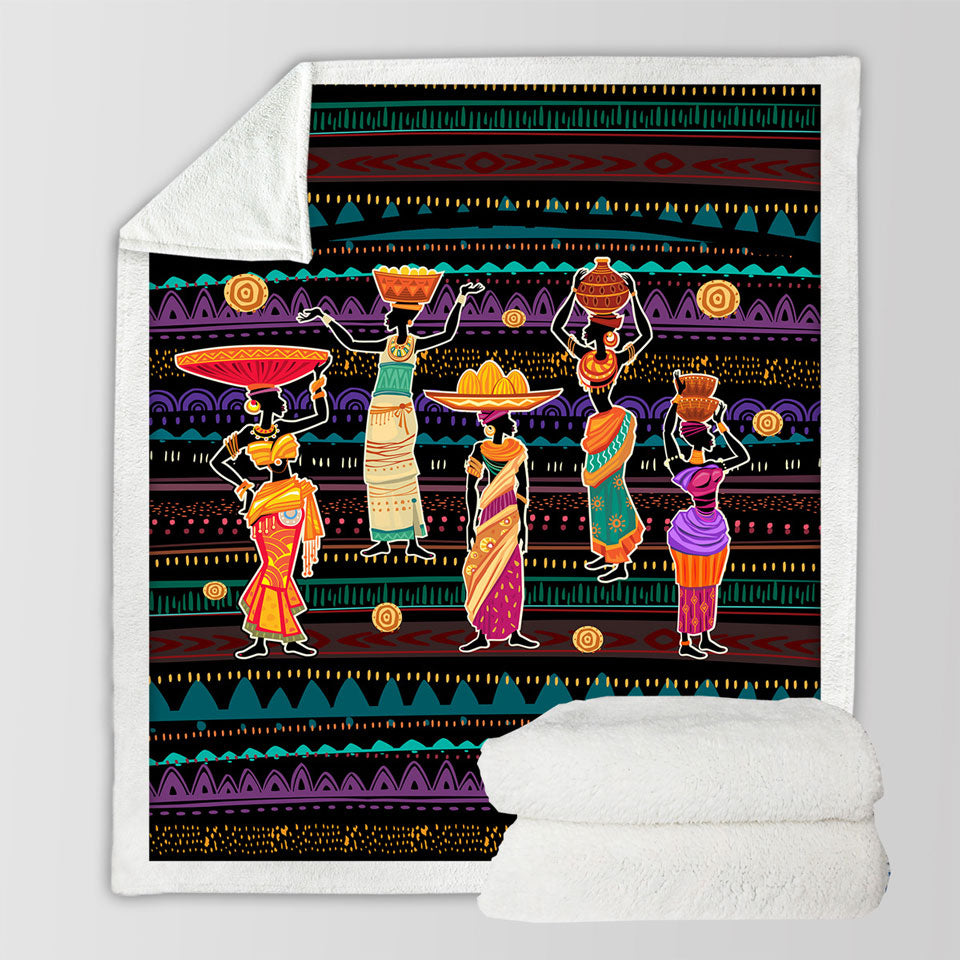 African Women Sherpa Blanket Traditional African Pattern Women