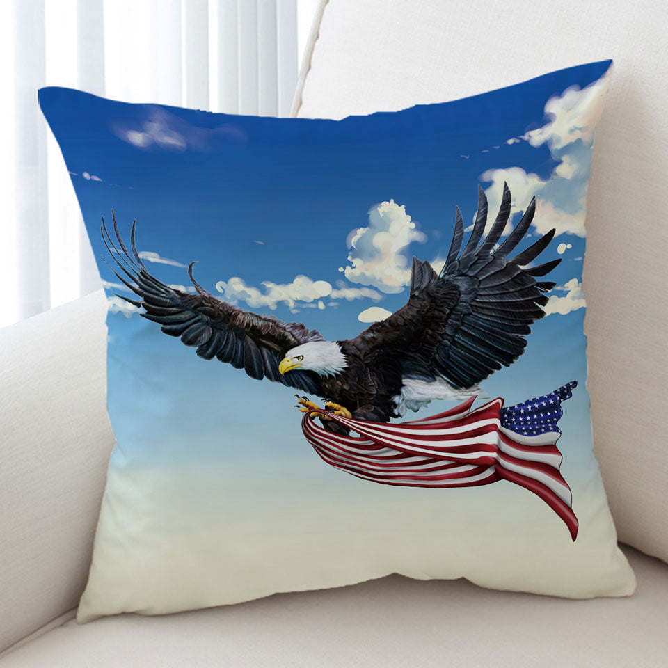 American Eagle Cushion with a USA Flag