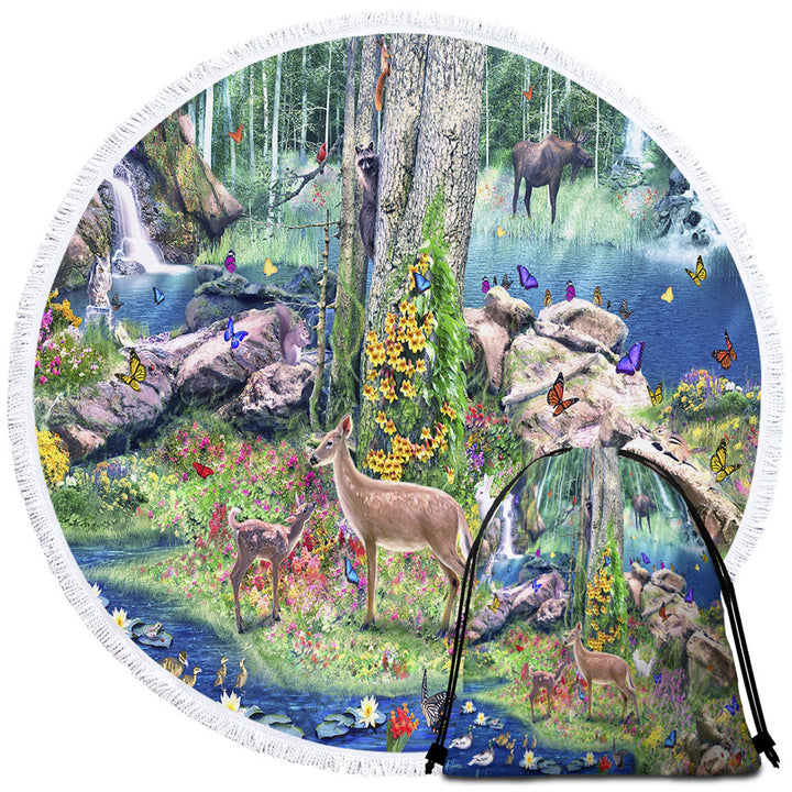 American Forest Animals Travel Beach Towel
