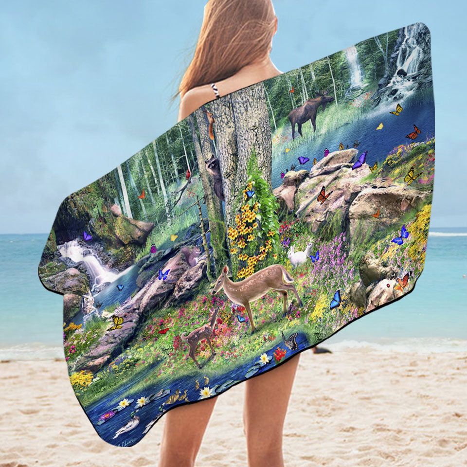 American Forest Animals Unique Beach Towels