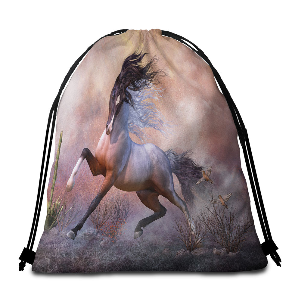 American Wild Spooked Horse Beach Towel Bags