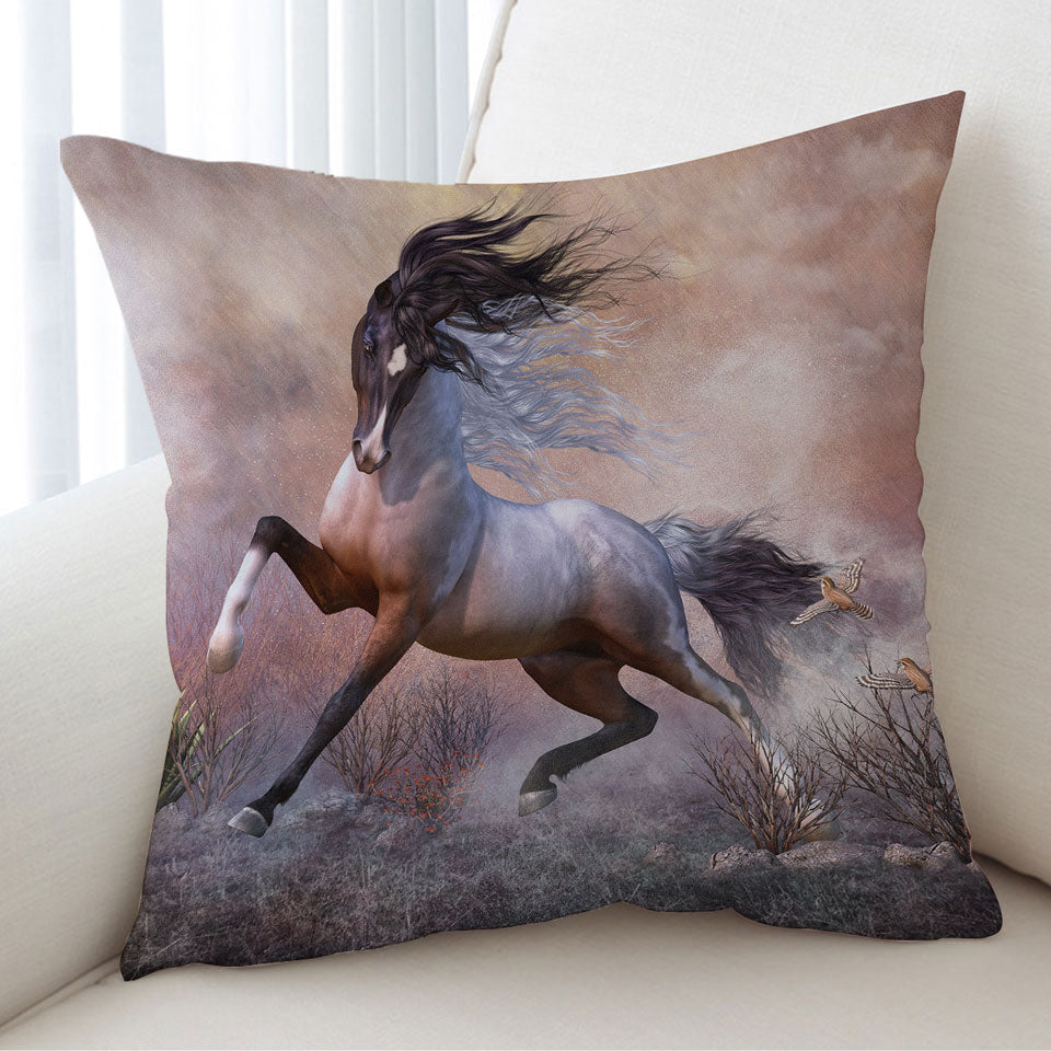 American Wild Spooked Horse Throw Pillow Cover