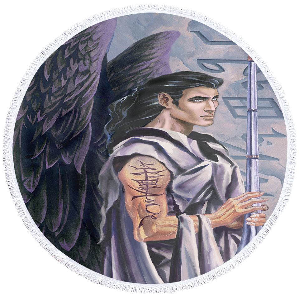 Angel Round Beach Towel Gabriel the Voice of God