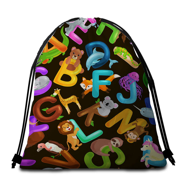 Animal Alphabet Beach Towel Bags for Kids