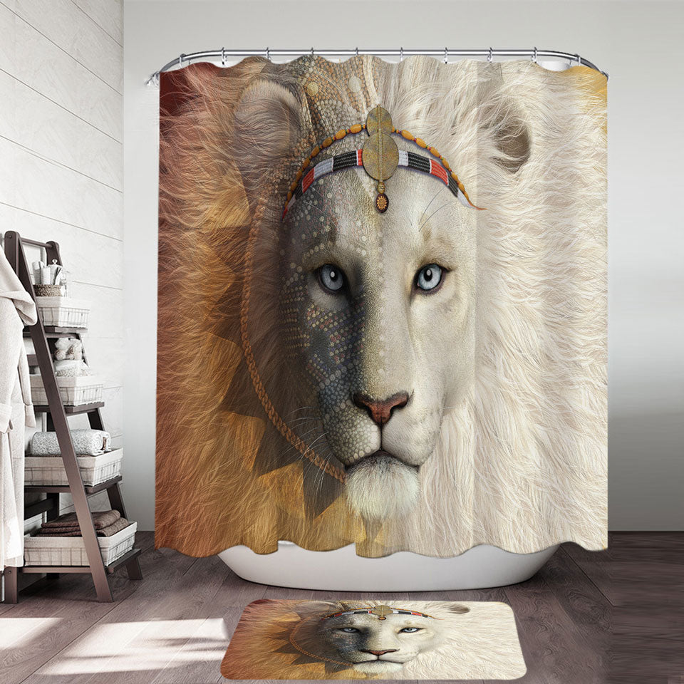 Animal Art Amari the White Lion Shower Curtain