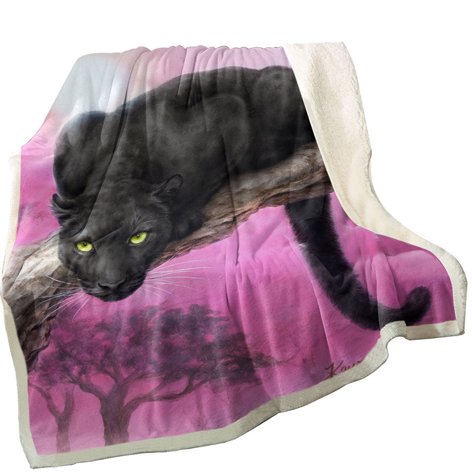 Animal Art Black Panther over Pink Throw Blanket