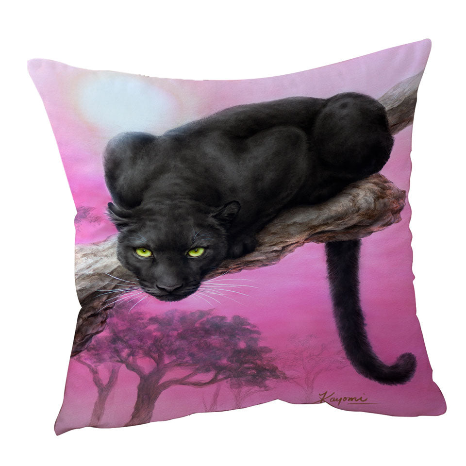 Animal Art Black Panther over Pink Throw Pillow