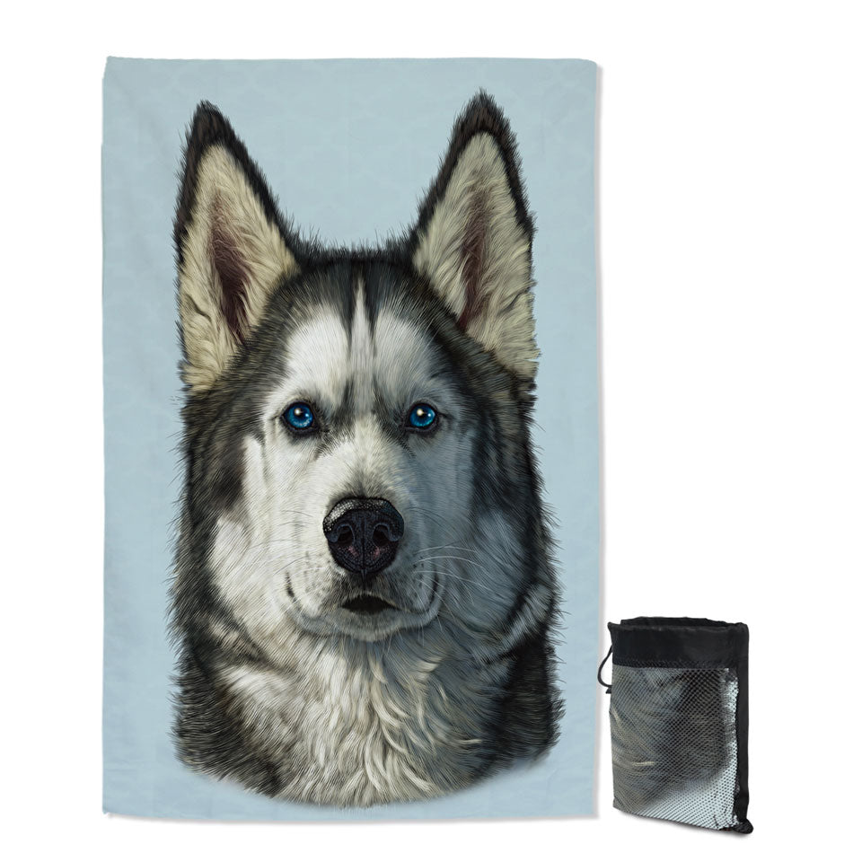Animal Art Husky Dog Beach Towels