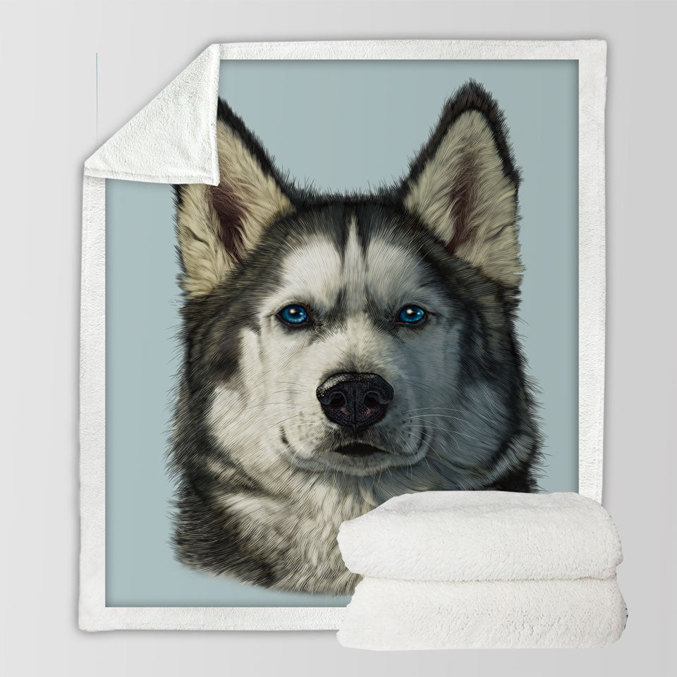 products/Animal-Art-Husky-Dog-Fleece-Blankets