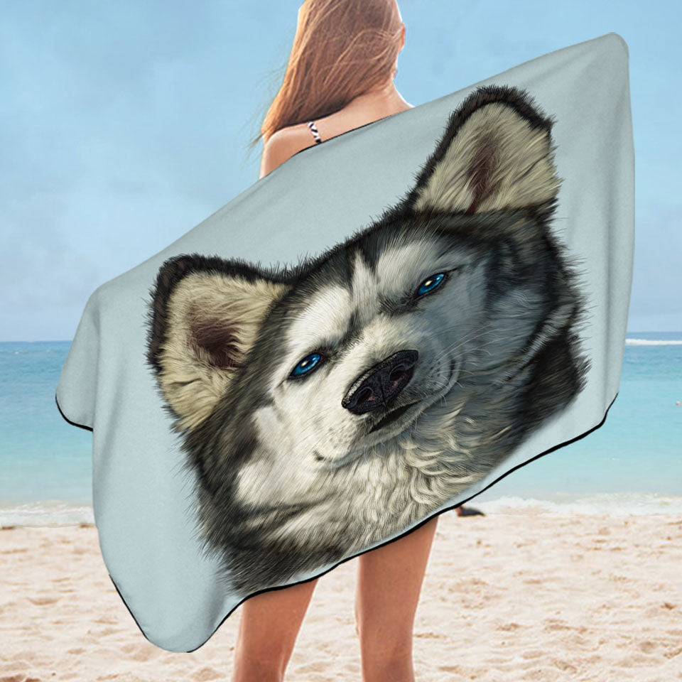 Animal Art Husky Dog Pool Towels