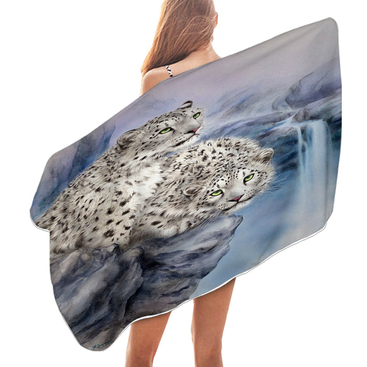 Animal Art Nature Rocky Adventure White Leopards Beach Towels