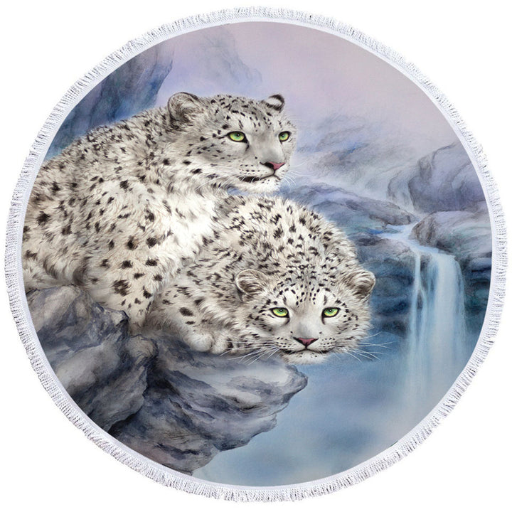 Animal Art Nature Rocky Adventure White Leopards Microfibre Beach Towels