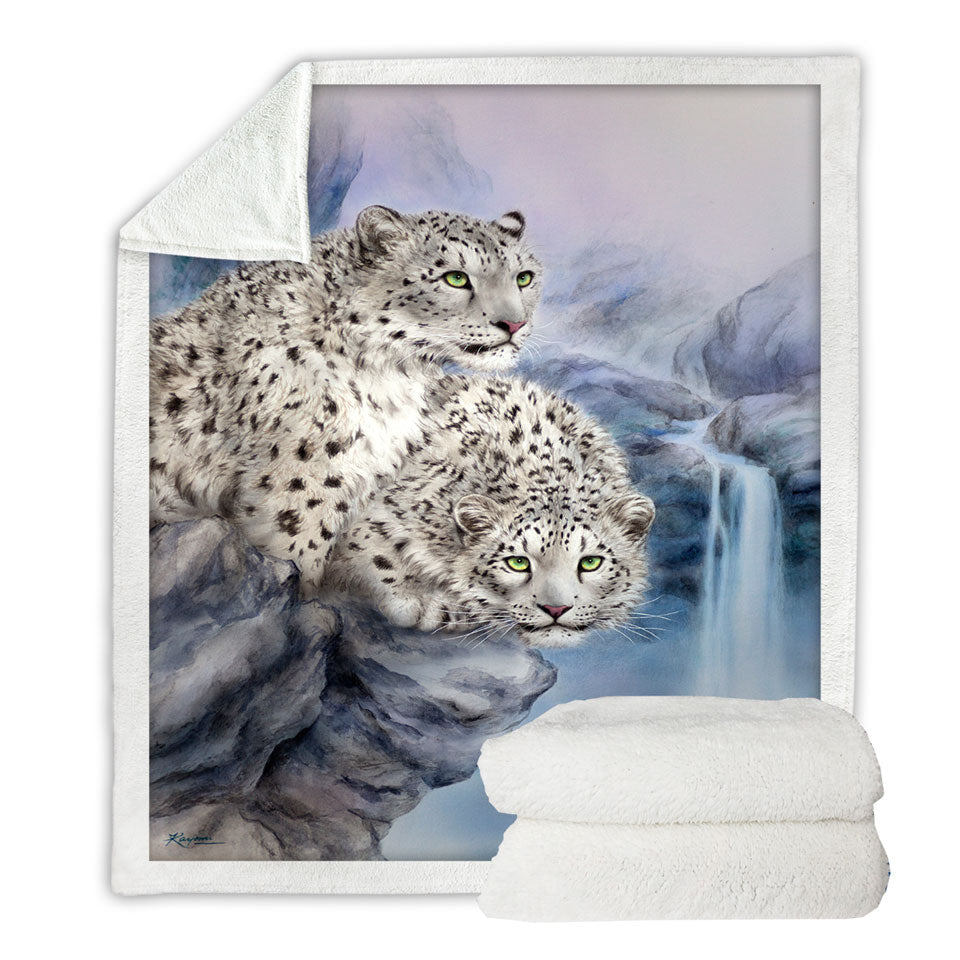 Animal Art Nature Rocky Adventure White Leopards Throws