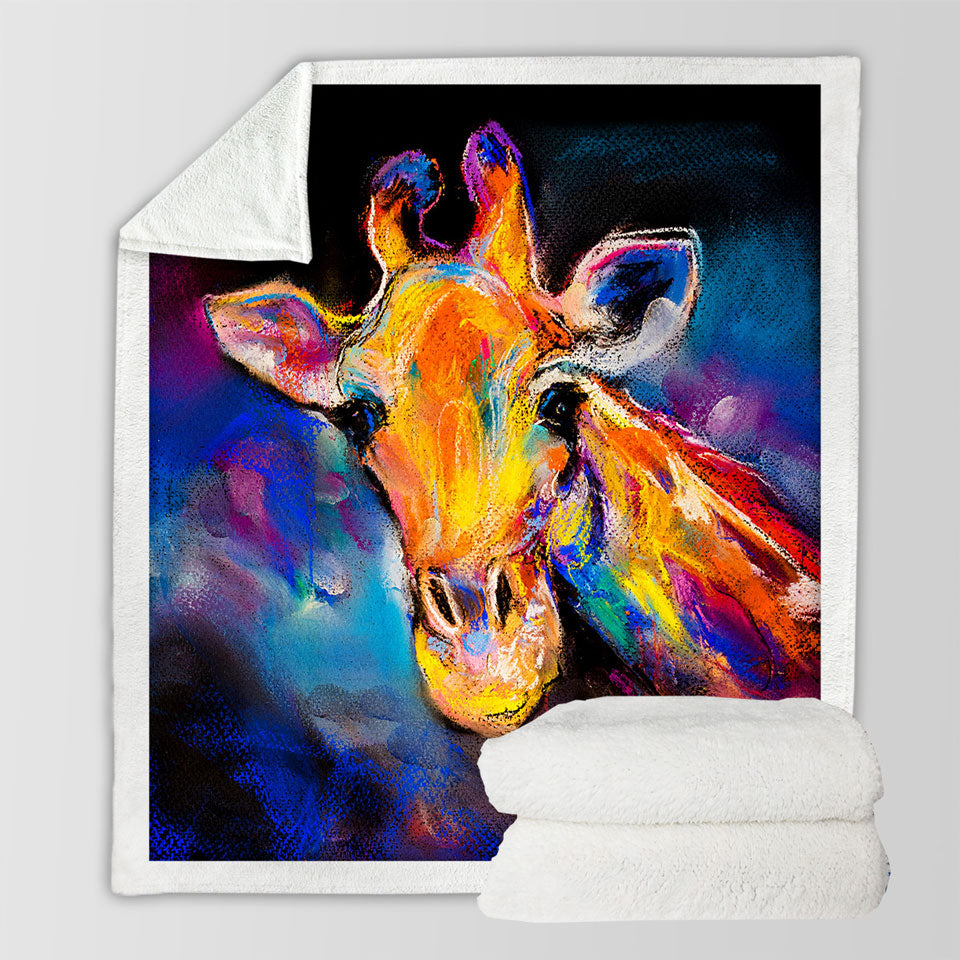 Animal Blankets Art Painting Giraffe Throw Blanket