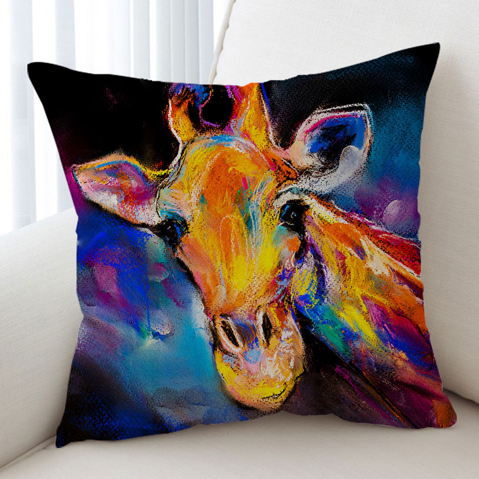 Animal Cushion Covers Art Painting Giraffe