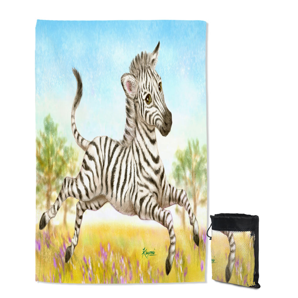 Animal Design for Kids Happy Little Zebra Quick Dry Beach Towel
