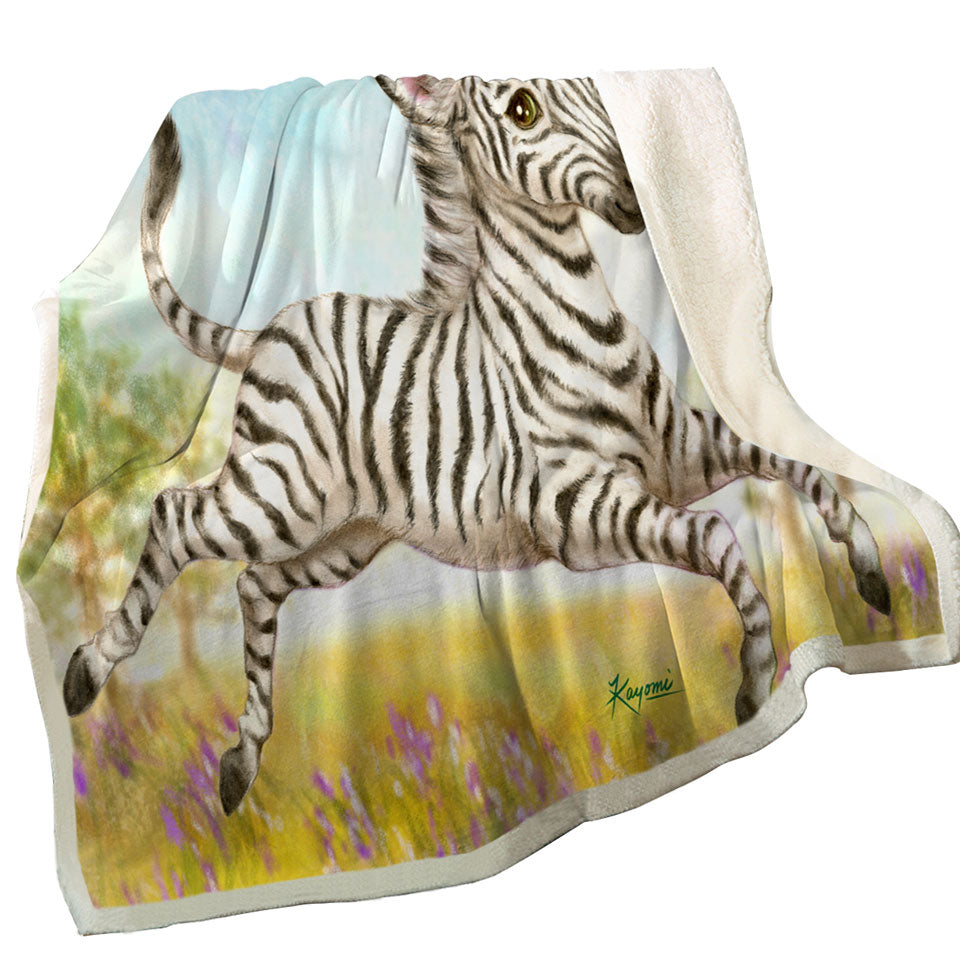 Animal Design for Kids Happy Little Zebra Throw Blanket