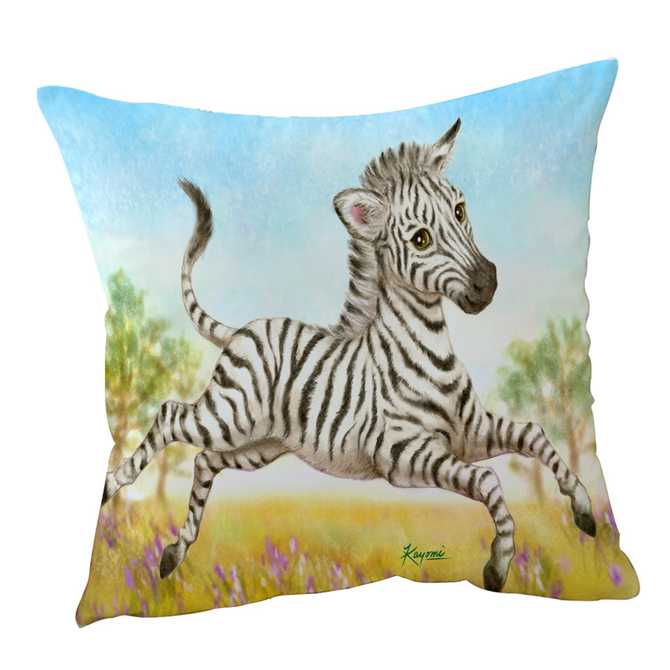 Animal Design for Kids Happy Little Zebra Throw Pillow