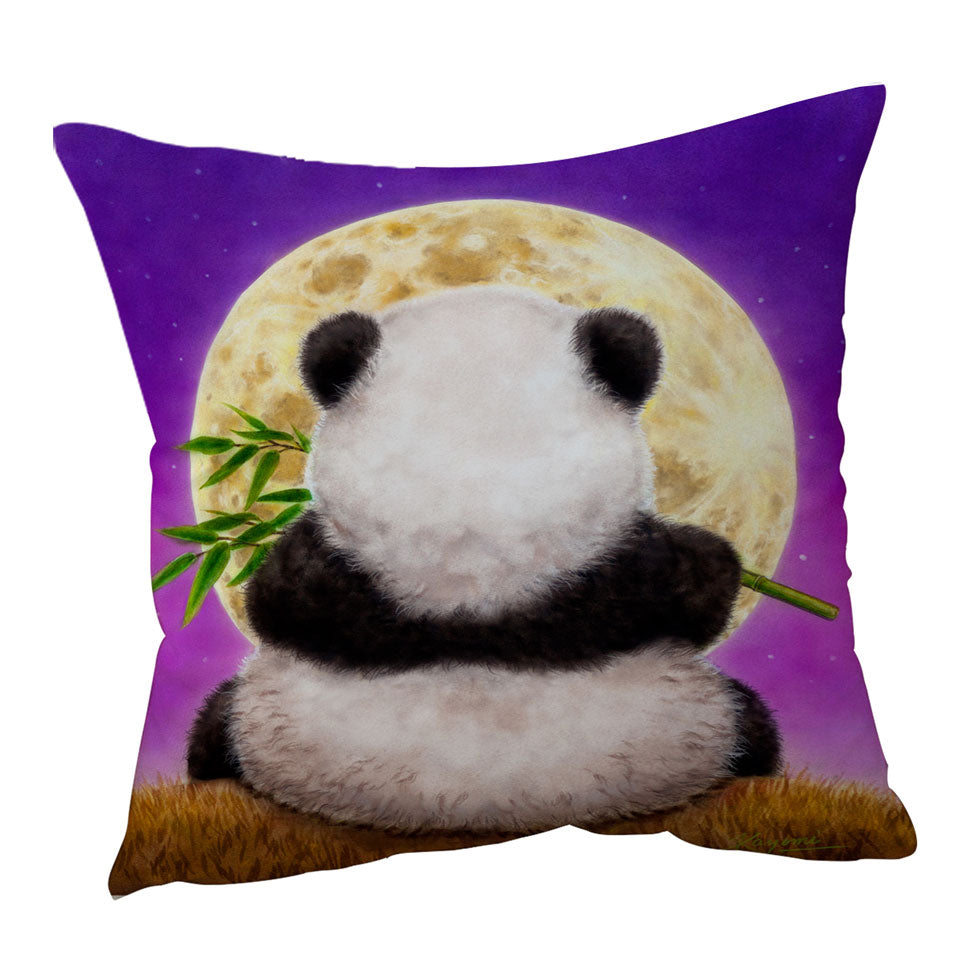 Animal Drawing Moon Panda Cushion Cover