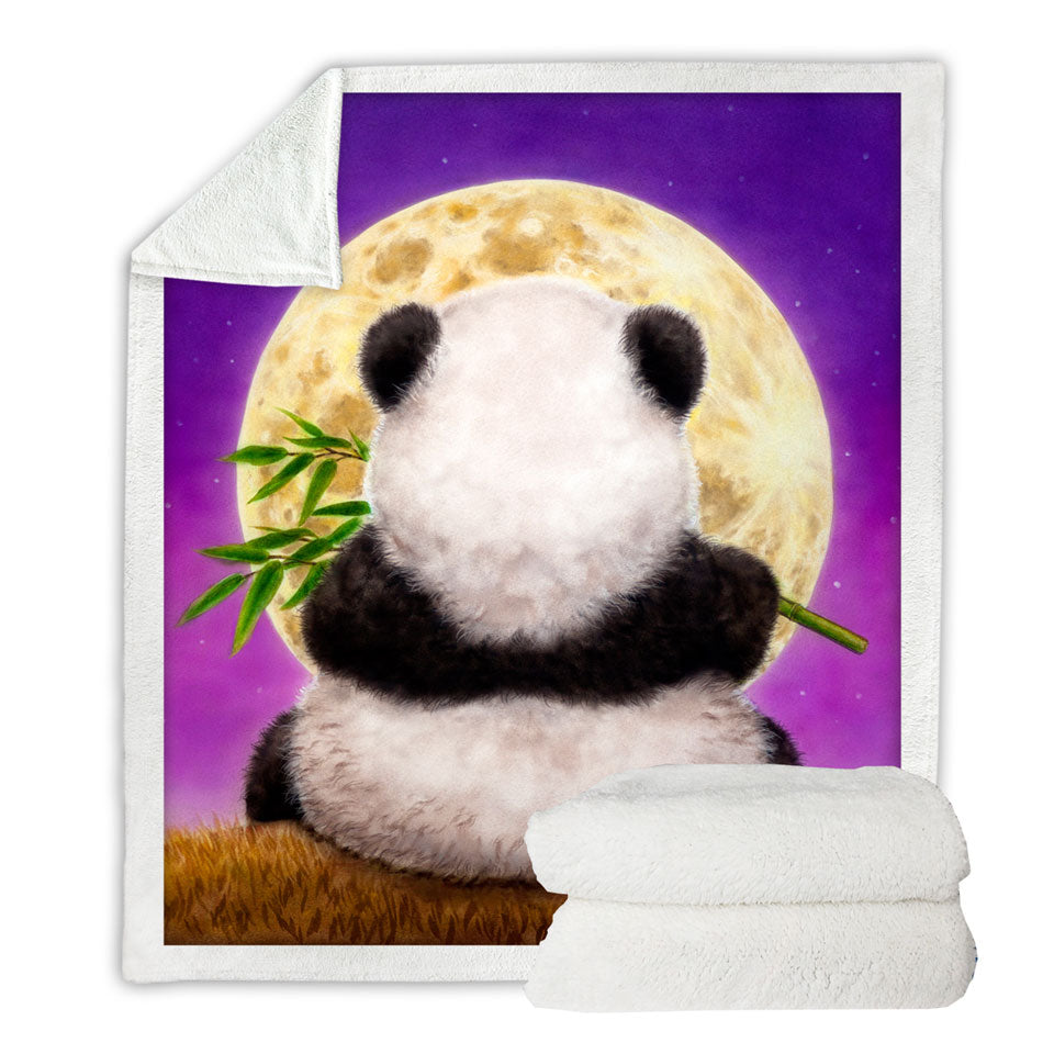 Animal Drawing Moon Panda Unique Throws