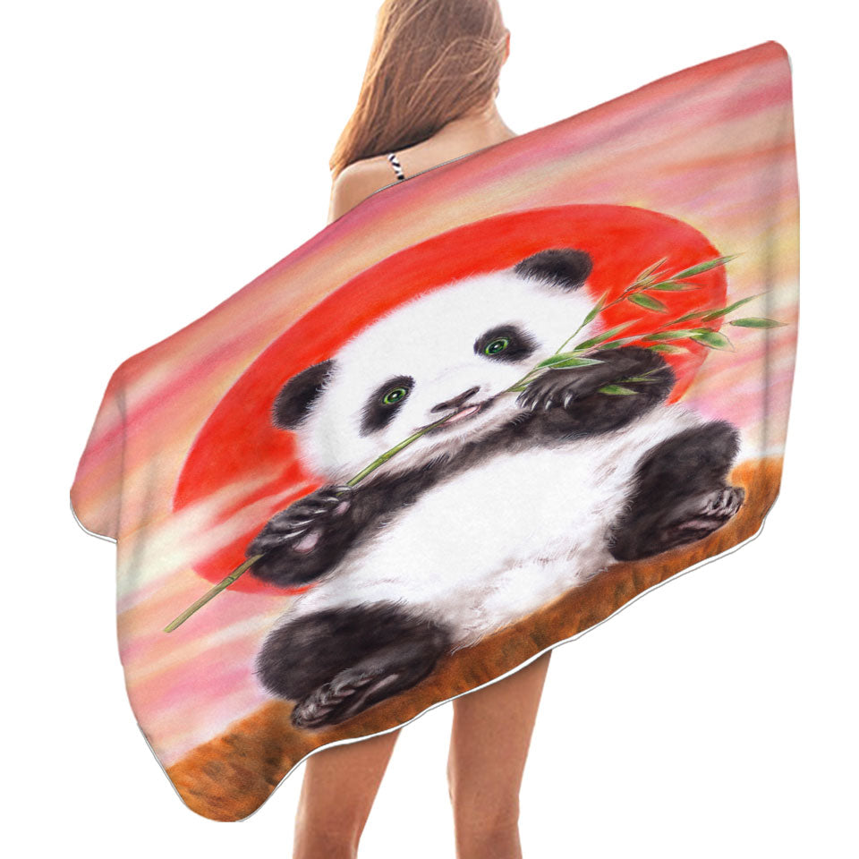 Animal Drawing Sun Dawn Panda Best Beach Towels