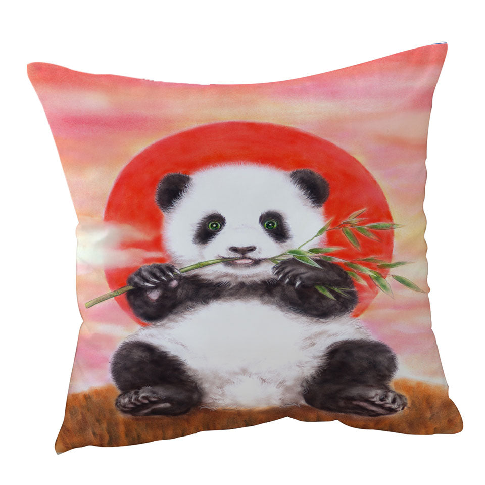 Animal Drawing Sun Dawn Panda Cushion